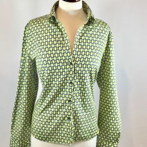 Liz Claiborne blouse - yellow/green mix w/blue